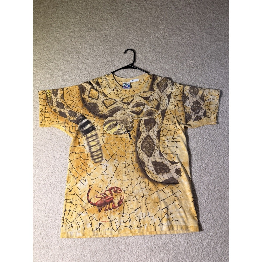 Vintage 1996 Liquid Blue Snake Quest All Over Print Rattlesnake Scorpion T Large